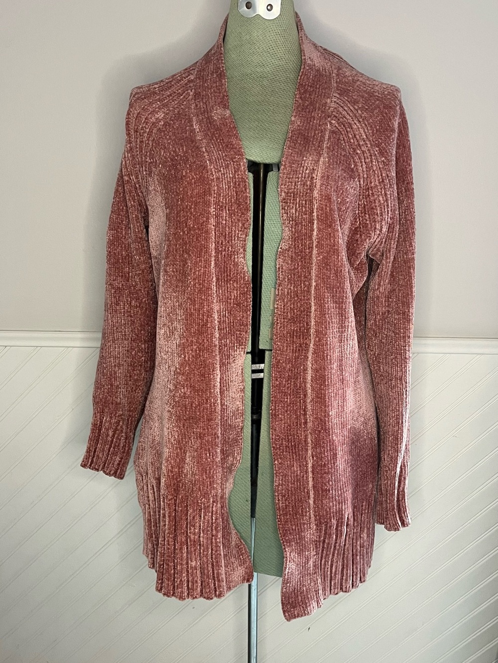 LOFT Plush Open-Front Cardigan Sweater - Dusty Rose Mauve